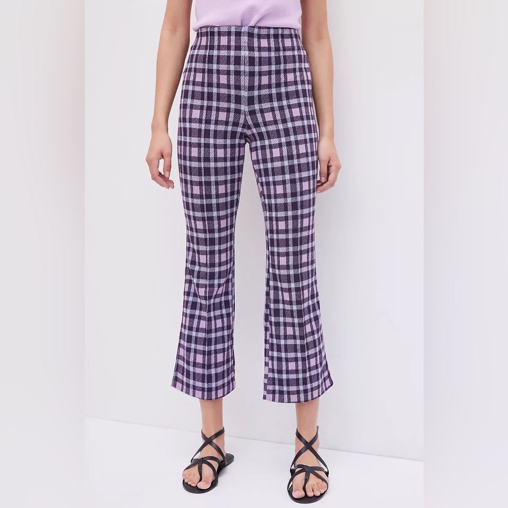 Maeve from Anthropologie Women’s Cropped Flare Pants in Purple Plaid, Size XS - Picture 4 of 13
